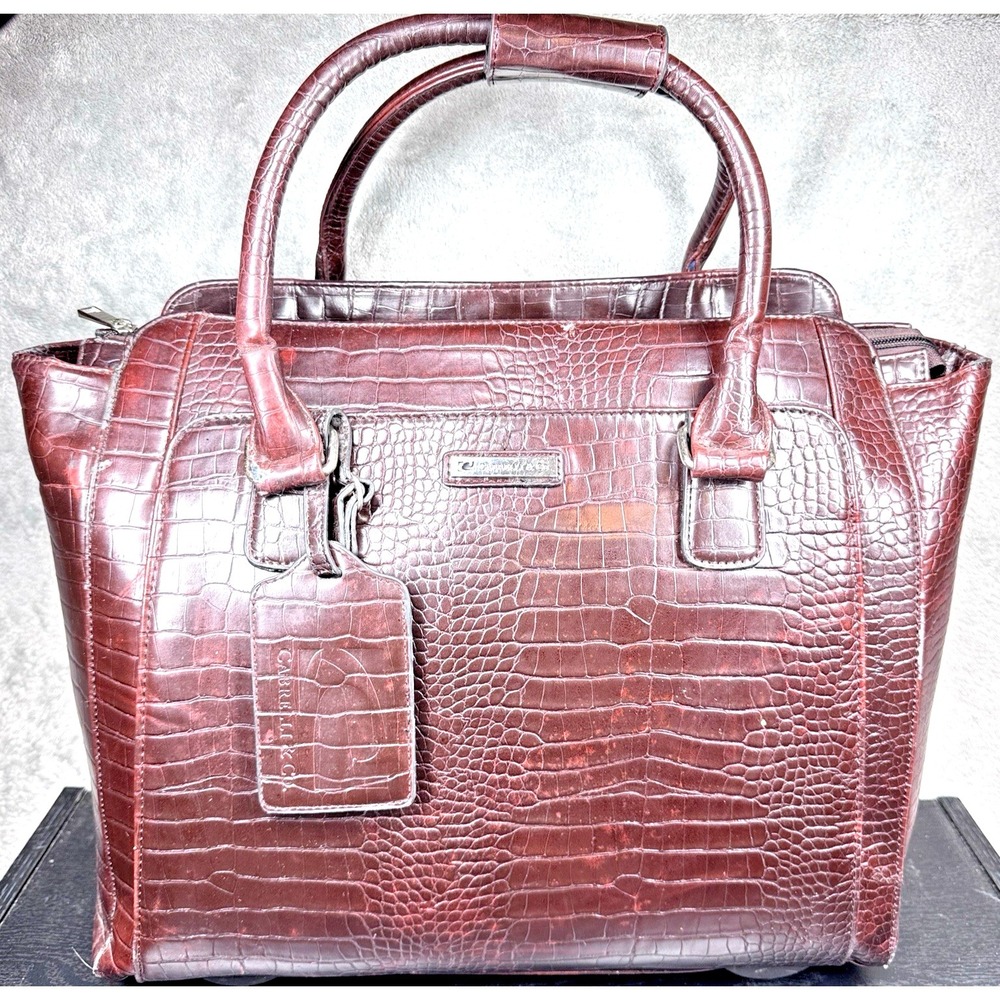 Cabrelli‎ & Co Faux Leather Crocodile Embossed Rolling Tote Carry On Bag